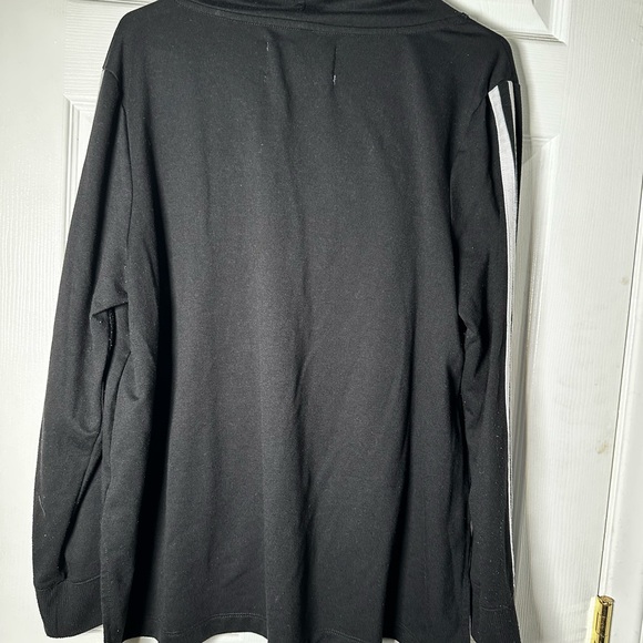 Stylish Black Cowl Neck Sweater with White Stripes - Picture 6 of 6